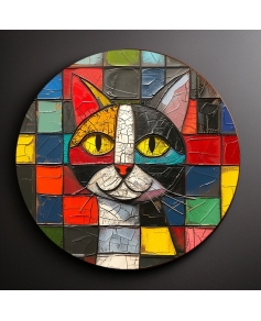 Zestaw drewnianych podkładek pod kubek z nadrukiem kotów a'la Picasso