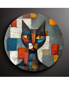 Zestaw drewnianych podkładek pod kubek z nadrukiem kotów a'la Picasso