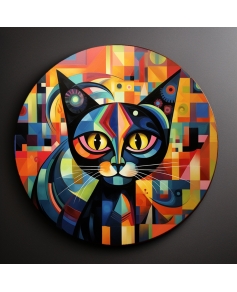Zestaw drewnianych podkładek pod kubek z nadrukiem kotów a'la Picasso 2