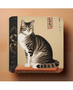 6 podkładek 9x9cm pod kubek z nadrukiem kotów w Nihonga