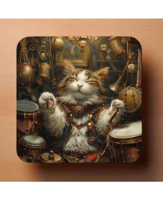 6 podkładek 9x9cm pod kubek z nadrukiem muzykalnych kotów