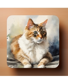 6 podkładek 9x9cm pod kubek z kotami akwarela