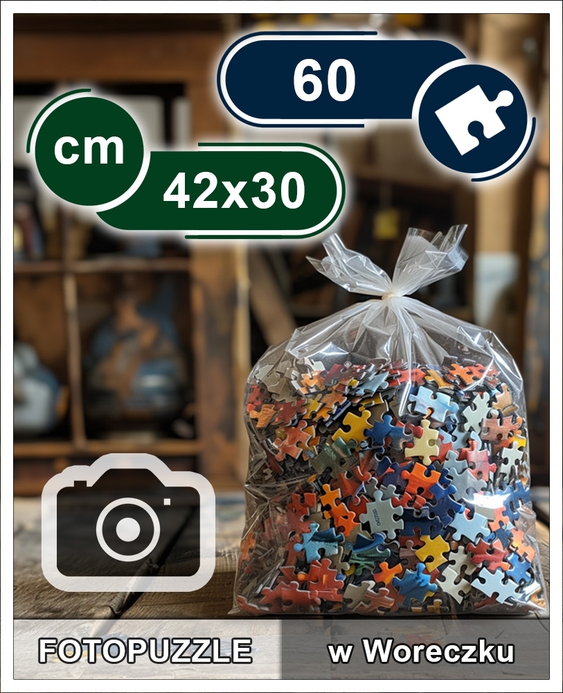 Fotopuzzle 60 elementów w woreczku, 42x30 cm. Twój projekt.